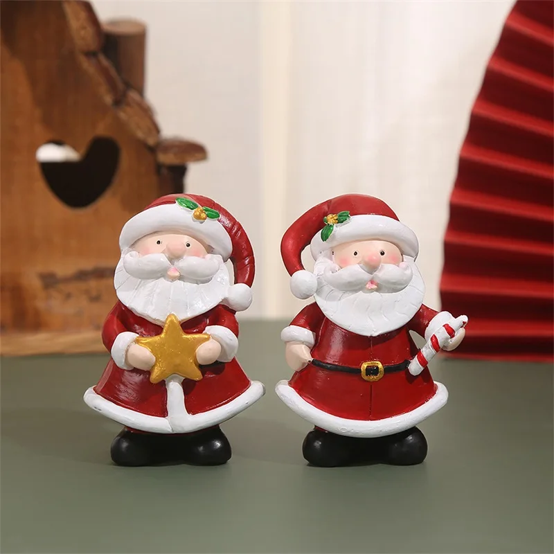 Christmas Table Decorations Resin Santa Claus Figurine Statues Desk Centerpieces for Home Countertop Party Decor