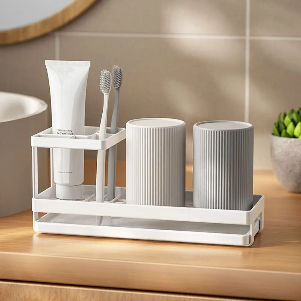 Multi-function Toothbrush Holder Quick-dry Rustproof Cosmetics Storage Rack Saving Space Drainable Counter Organizer Shelf Home
