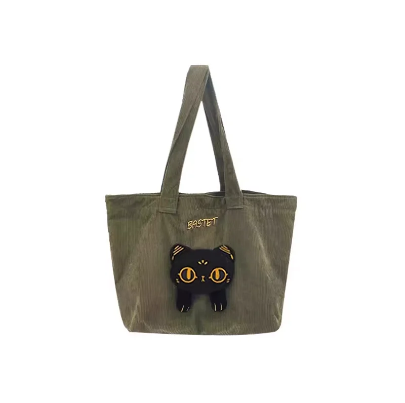 Cat embroidery handbag canvas women\'s bag bag commuter bag