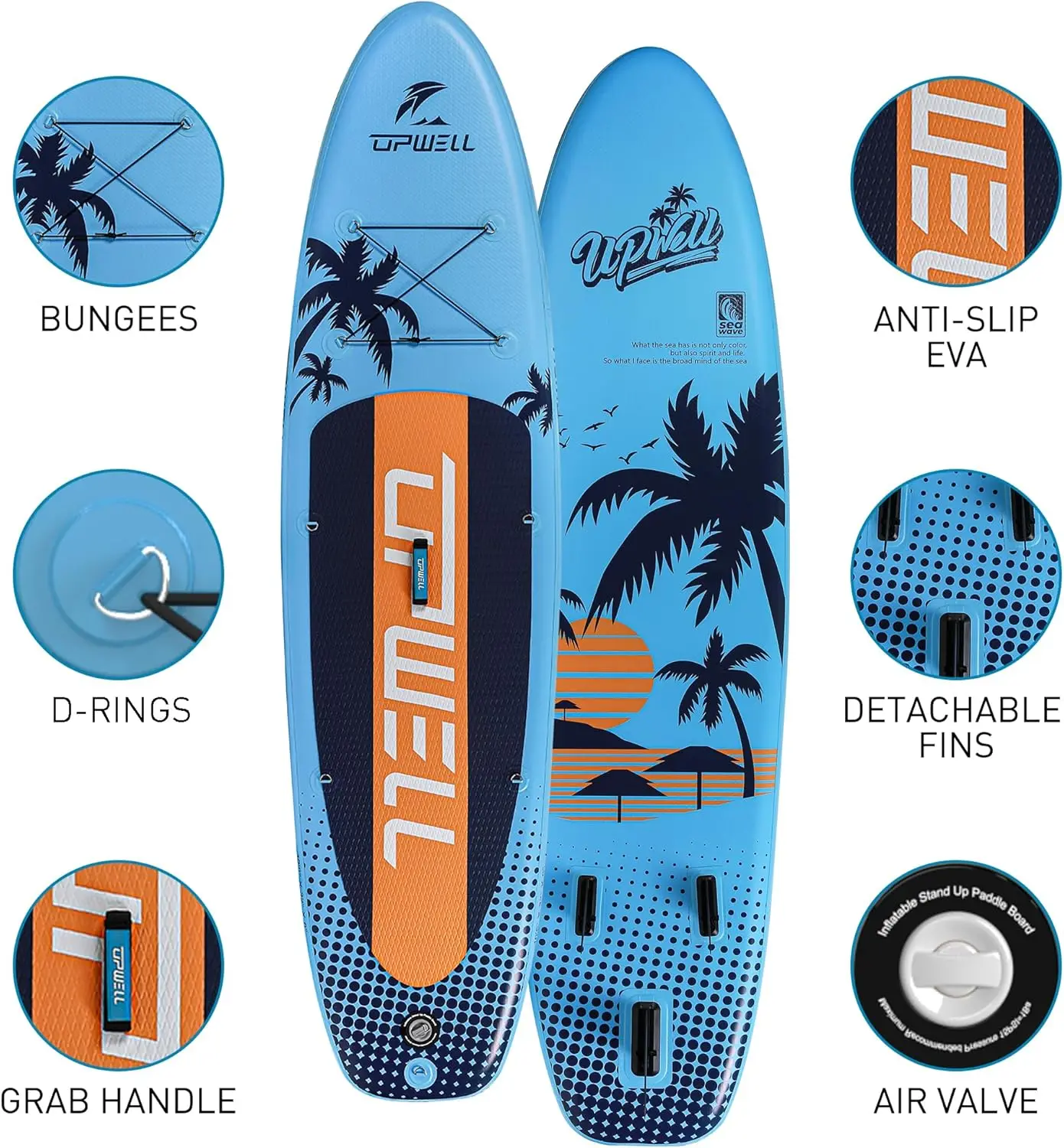 Placa inflável de stand-up paddle para jovens e adultos, design estável, acessórios premium SUP, fundo, 10'6 ", 11", 11'6"