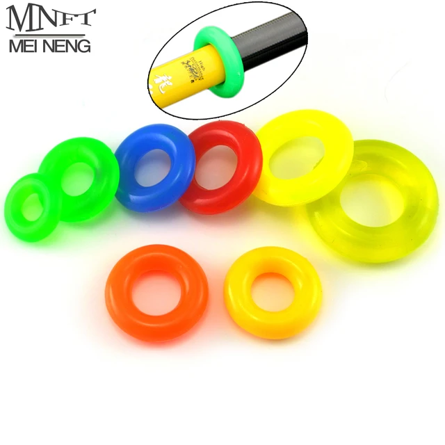MNFT 12 Pcs Lot All Sizes Soft Flexible Gel Rubber Float Stopper Fishing Rod Clip Stop Tackle O Rings Ring Anti skid Pole Sleeve