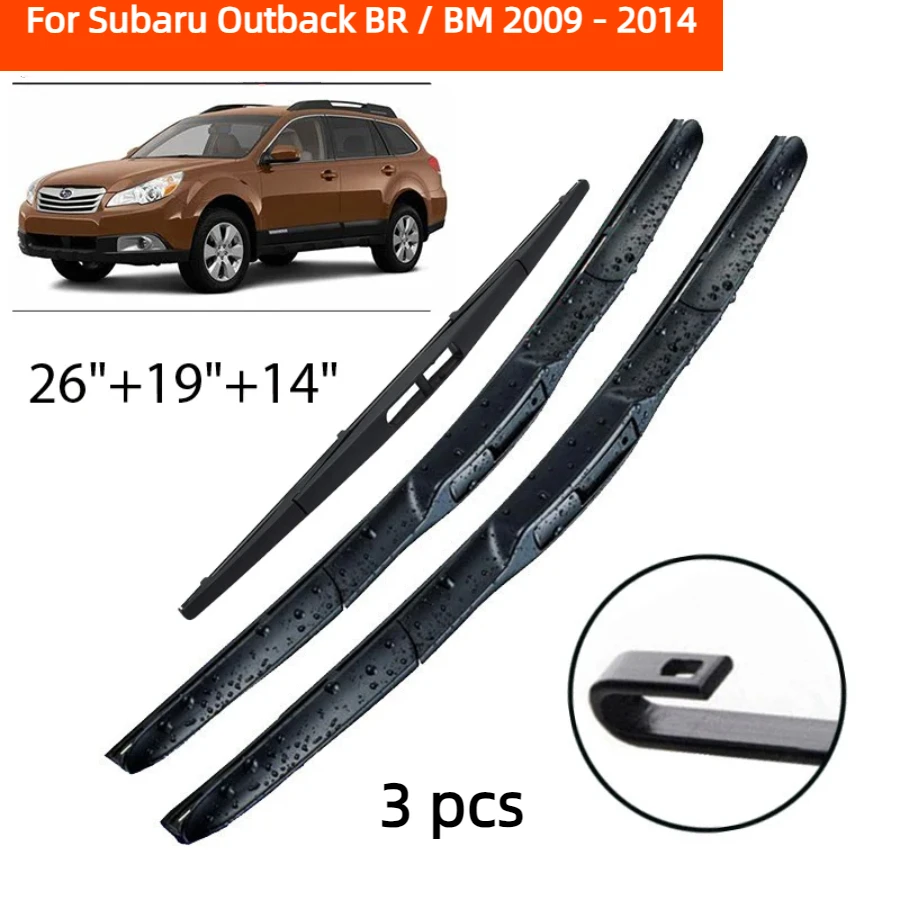 ZHANGU Wiper LHD Front & Rear Wiper Blades Set For Subaru Outback BR / BM 2009 - 2014 Windshield Windscreen Window 26