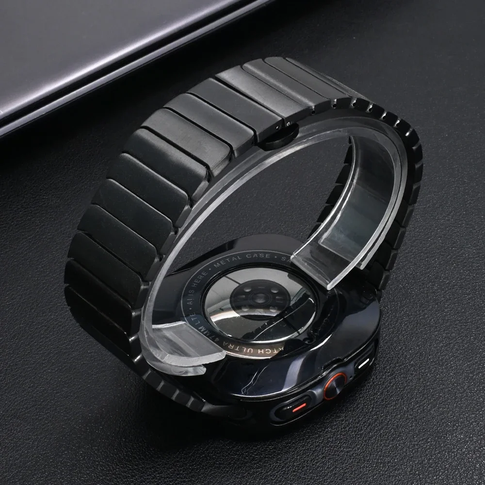 Pulseira + capa de relógio para samsung galaxy watch ultra 47mm capa de liga de alumínio + pulseira galaxy ultra 47mm pulseira de aço inoxidável correa