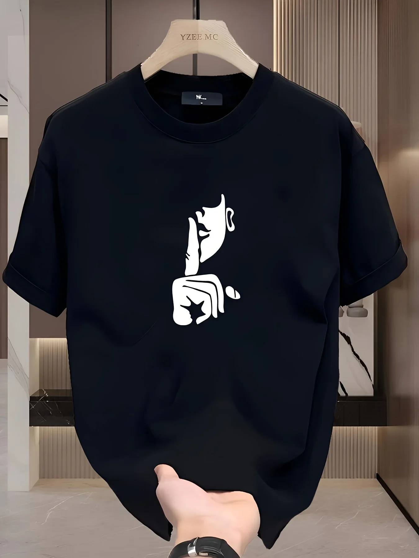 

Trendy Brand Print Heavyweight T Shirt Men'S Pure Cotton Short Sleeved Oversize Casual Summer New Versatile Top