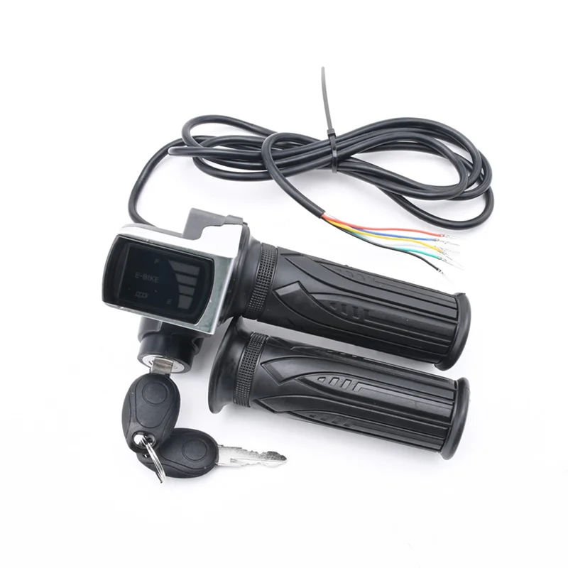 

NEW HOT In Stock-Electric Bike Throttle Grip Electric Bicycle Scooter Twist Throttle Grips With LCD Display And Power Key Locker