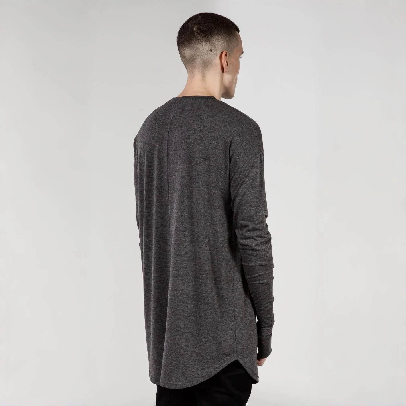 Hip Hop Mens T Shirts Extended Cuff Ripped Long Sleeve Men T-Shirt High Street Man Tops Tees