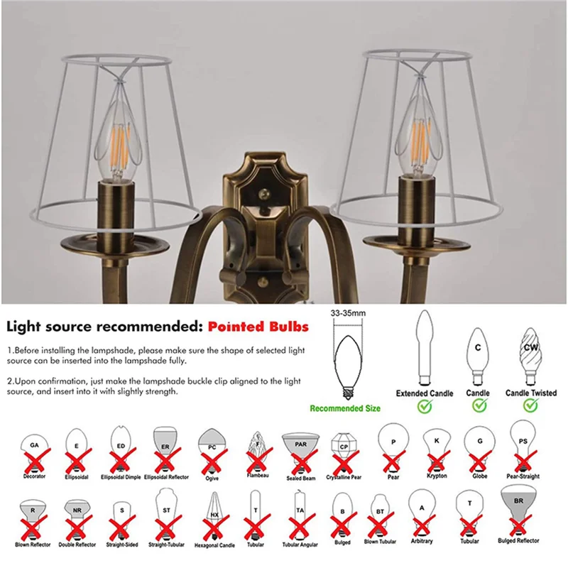 

ABUP-4 Pack Clip On Gauze Chandelier Lamp Shades Little Upright Wall Candle Light Lampshade (Gold)