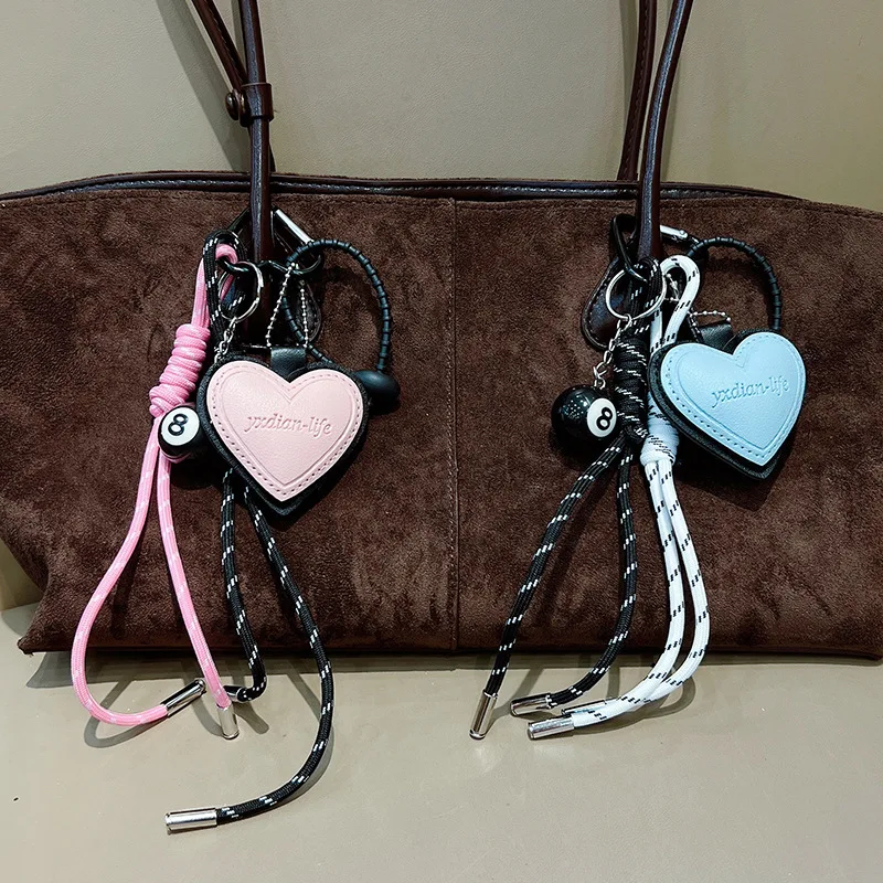 Fashion Creative Lucky Billiard Black No.8 Ball Key Chain Weaving Colorful Rope Bag Hanging Trendy Bag Hanging Jewelry Gift image 5