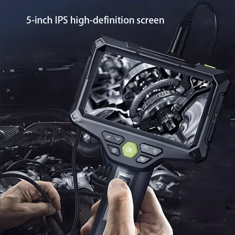 1080P HD 200W pixels 8mm Triple&Dual lens Industrial Endoscope Camera 5.0'' ISP Screen with LED Light Car Pipeline Inspection