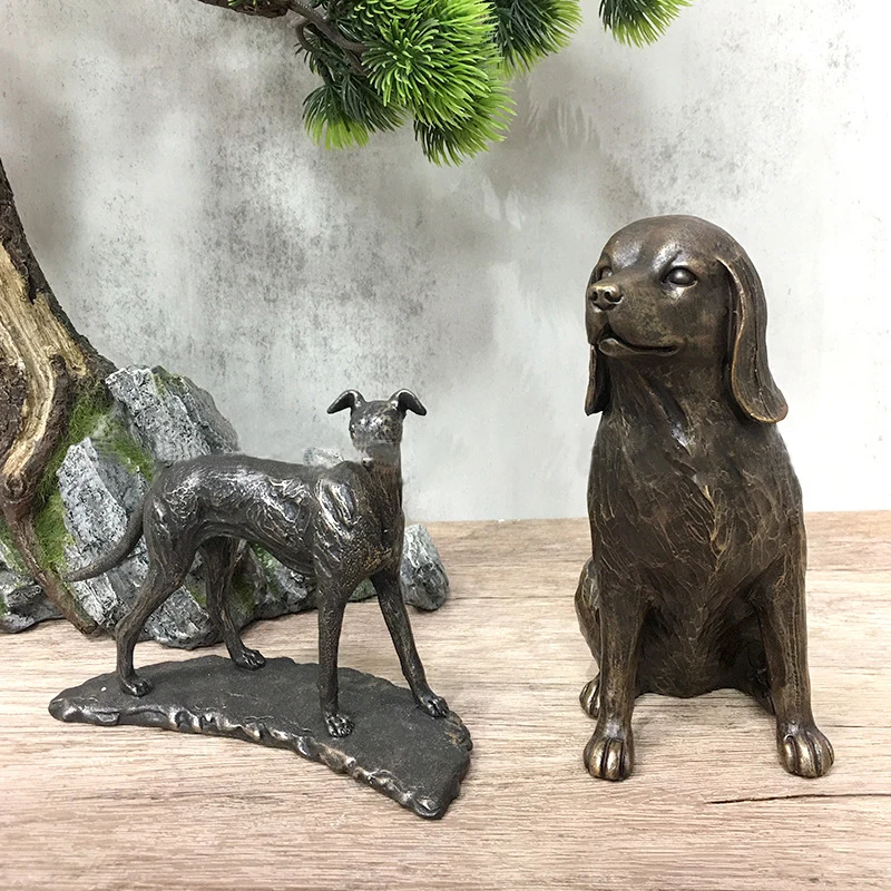 Bronze Imitation Springer Spaniel Decoration, Home Indoor Tabletop, Greyhound Decorative Bauble