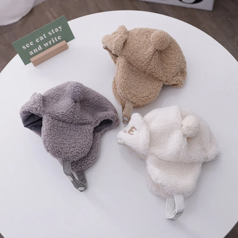 New Baby Boys Girls Hat Kids Children Ear Flap Muff Winter Warm Plush Cotton Cap Outdoor Lei Feng Cap Beanie Gifts Hat 6-24M