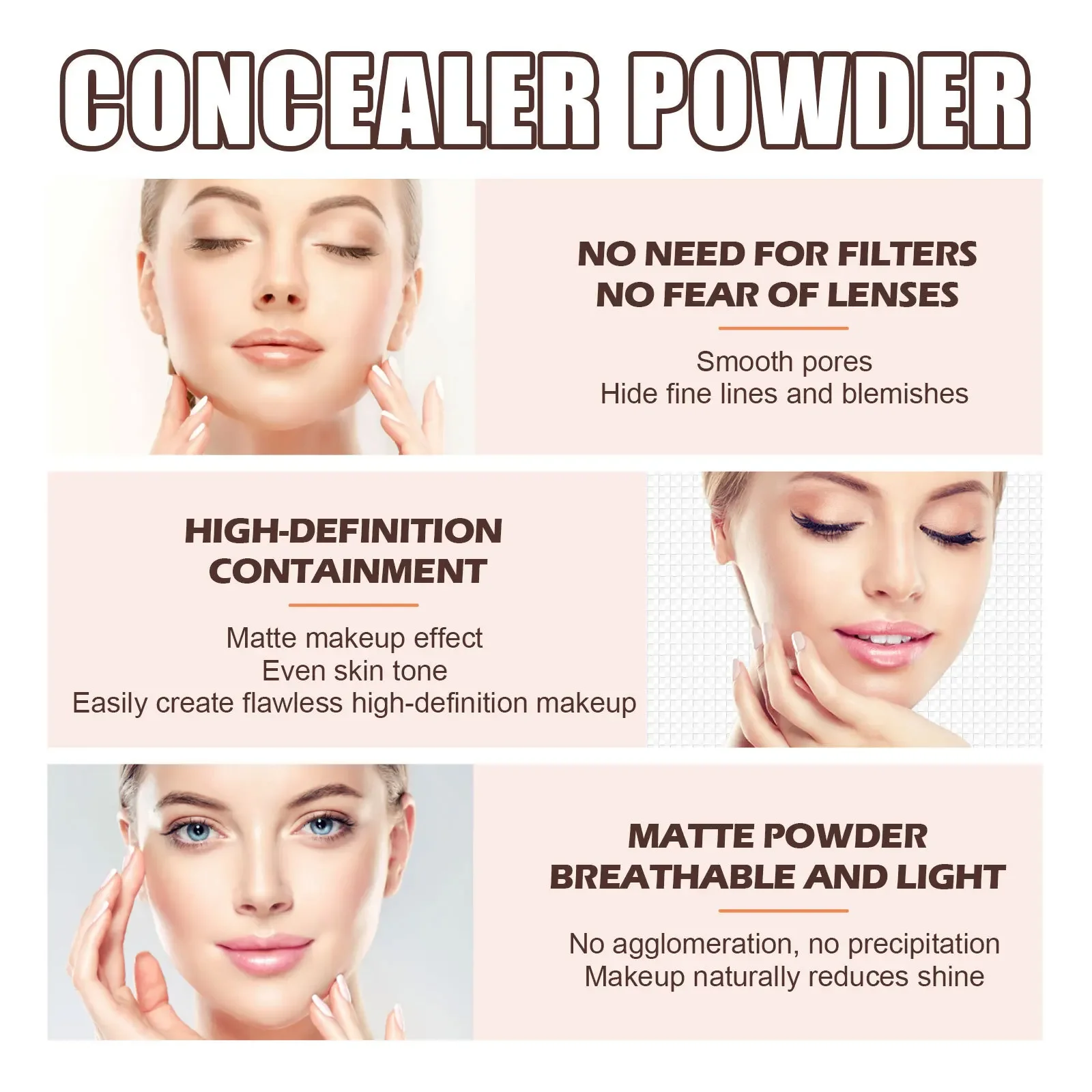 8g Eelhoe Powder Skin Protection Lightweight Breathable Durable Not Easy To Makeup Natural Concealing and Setting Face Powder