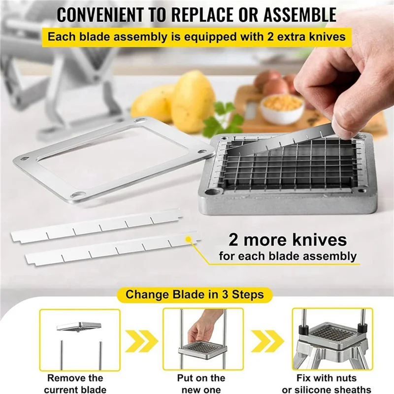 -A90P Replacement French Fry Cutter Blade, 1/4Inch Chopper Blade With Stainless Steel Blade And Pusher Block, Chopper Dicer