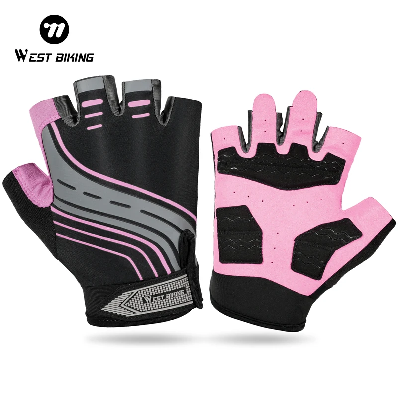 WEST BIKING Cycling Gloves Half Finger Liquid Silica Gel SBR Shock Absorption Anti Slip Breathable Outdoor Sports Hand Gloves