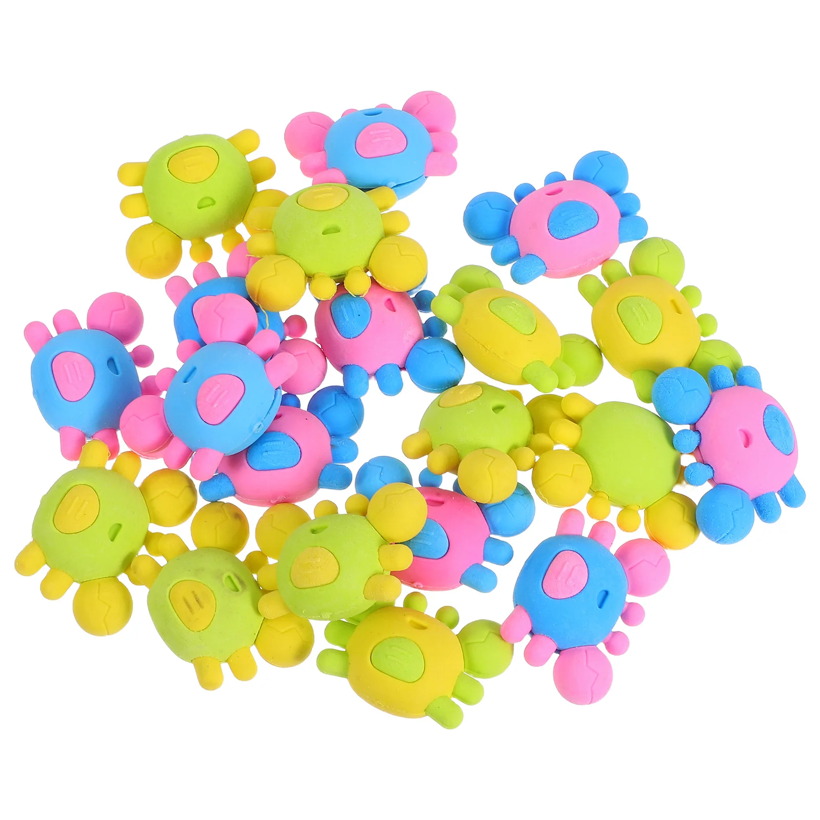 20개 만화 게 모양 지우개 미니 연필 지우개 밝은 색상 학생 선물 창의적인 모양