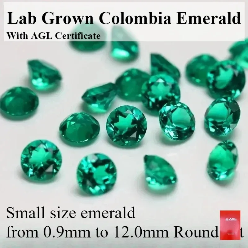 

Lab Grown Columbia Emerald Round Shape Hand-cut Gemstone VVS1 for Jewelry Rings Earrings Making Selectable Certificate