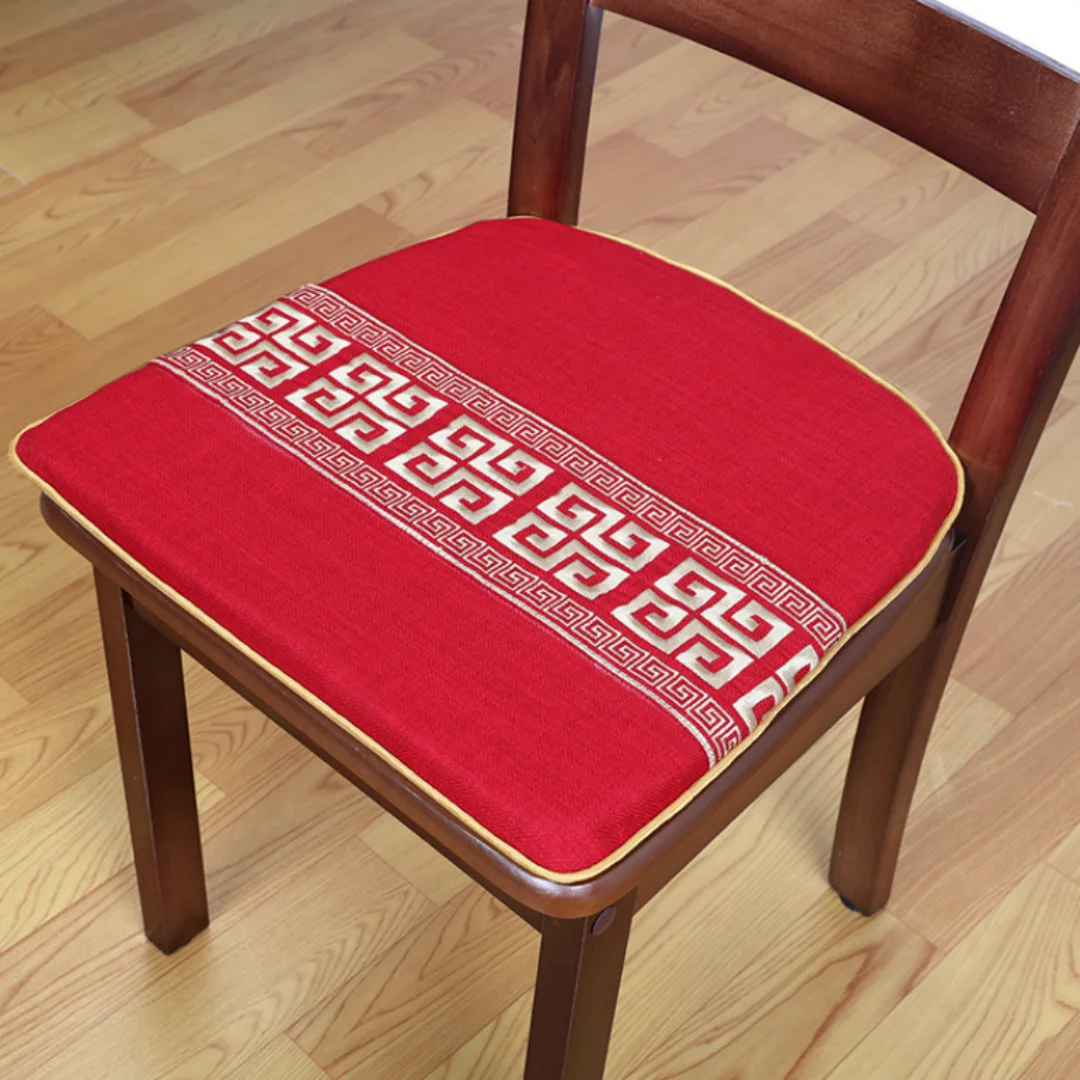 Chinese-style Dining Chair Seat Cushions Horse Hoof Stool Cushions Solid Wood Chair Seat Cushions Anti-slip Detachable Washable