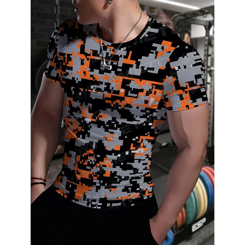 Men's Slim-Fit Short-Sleeve Fitness Shapewear High-Elasticity Compression Base Shirt Tight-Fitting Stretchy Sports Top