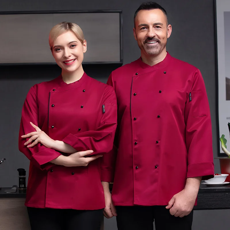 Unisex Fast Food Restaurant Chef Clothings Bakery Bakery Master Long-sleeved Uniforms Catering Hot Pot Waiter Dress Up New