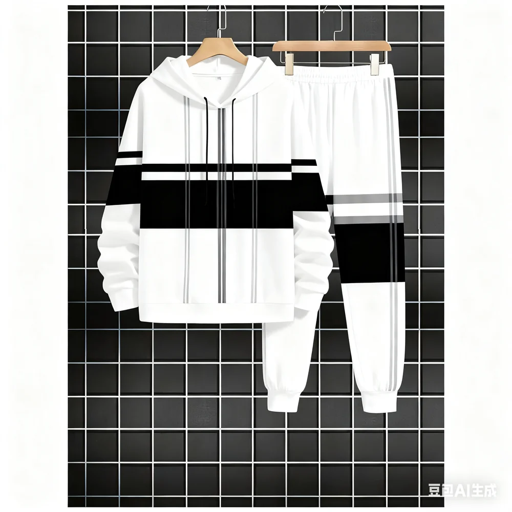 

Осенний мужской комплект свитшотов с капюшоном, мужской и женский комплект с 3D полосатым узором и принтом, мужская одежда, спортивный комплект для отдыха