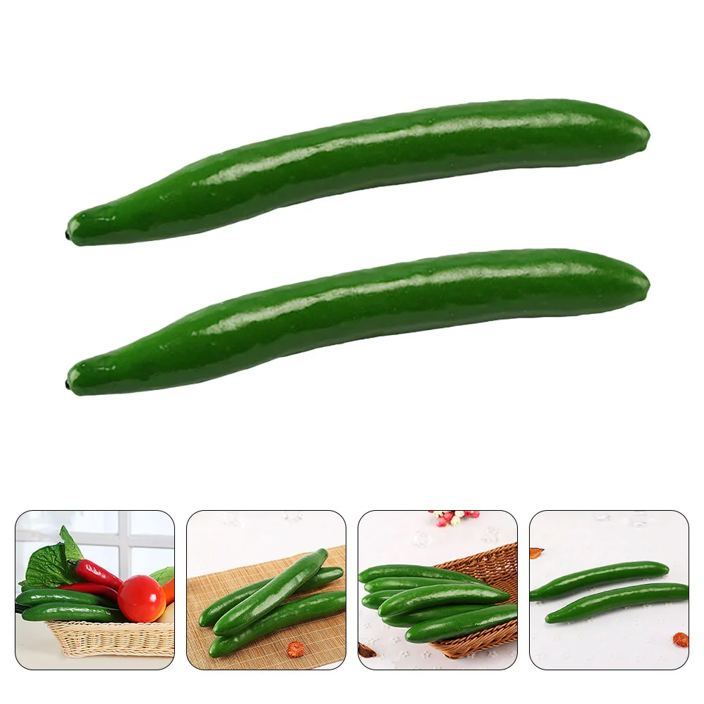 2 Pcs Simulation Cucumber Fake Prop Restaurant Props Food Shop Decor Foam Cucumbers