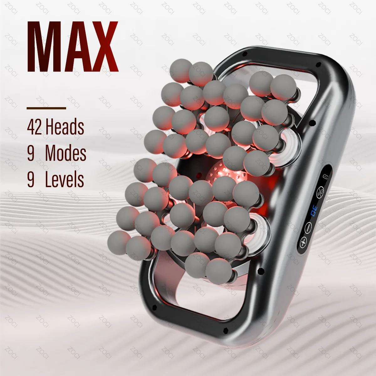 Pistolet de massage professionnel 42 têtes, pistolet de massage musculaire et fascia puissant à vibrations profondes pour épaules, taille, dos, jambes et corps