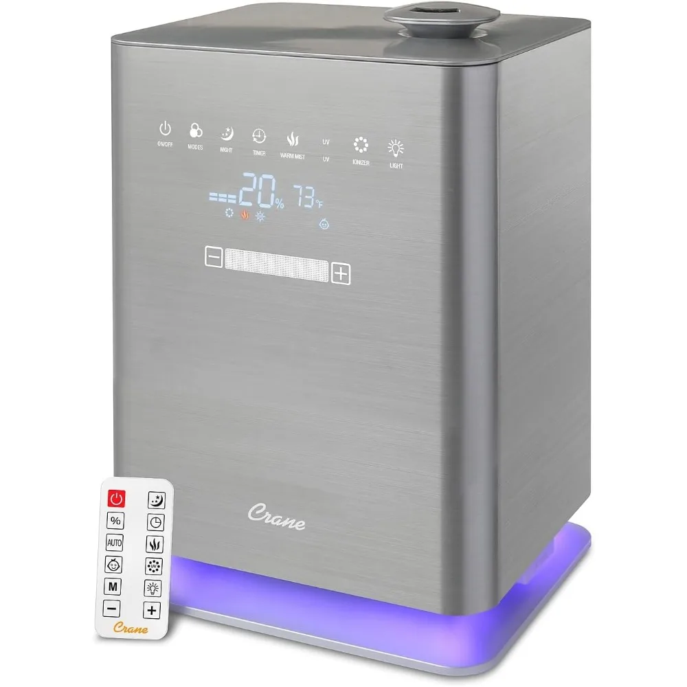 

Warm & Cool Mist Top Fill Humidifier with Remote, 1.2 Gallon, 500 Sq. Ft Coverage, UV Ionizing Light