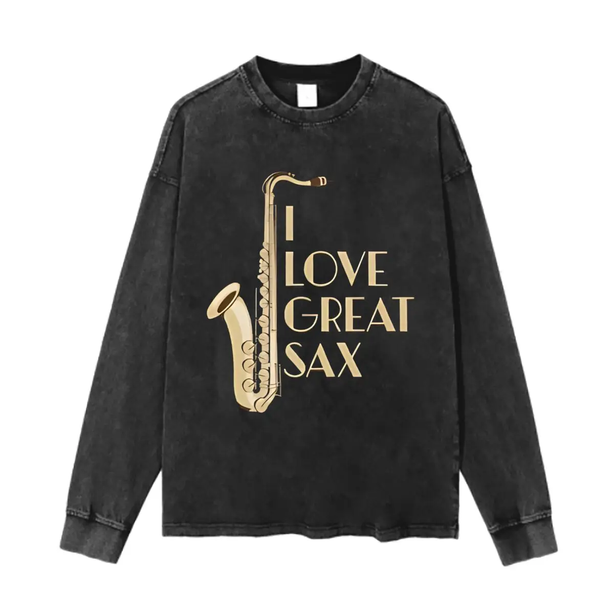 

Great Sax Love Music Instrument Fan Art Men And Women Vintage American Style Crew Neck Plus Size Loose Fit