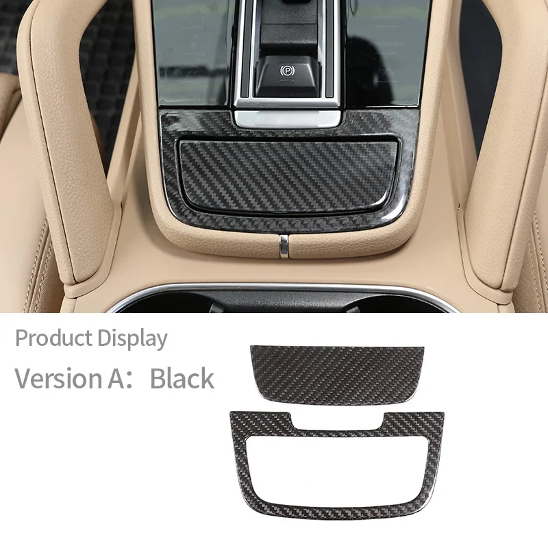 For Porsche Cayenne 2018-20 Real Carbon Fiber Car Central Control Storage Console Cigarette Gear Shifter Panel Cover Accessories