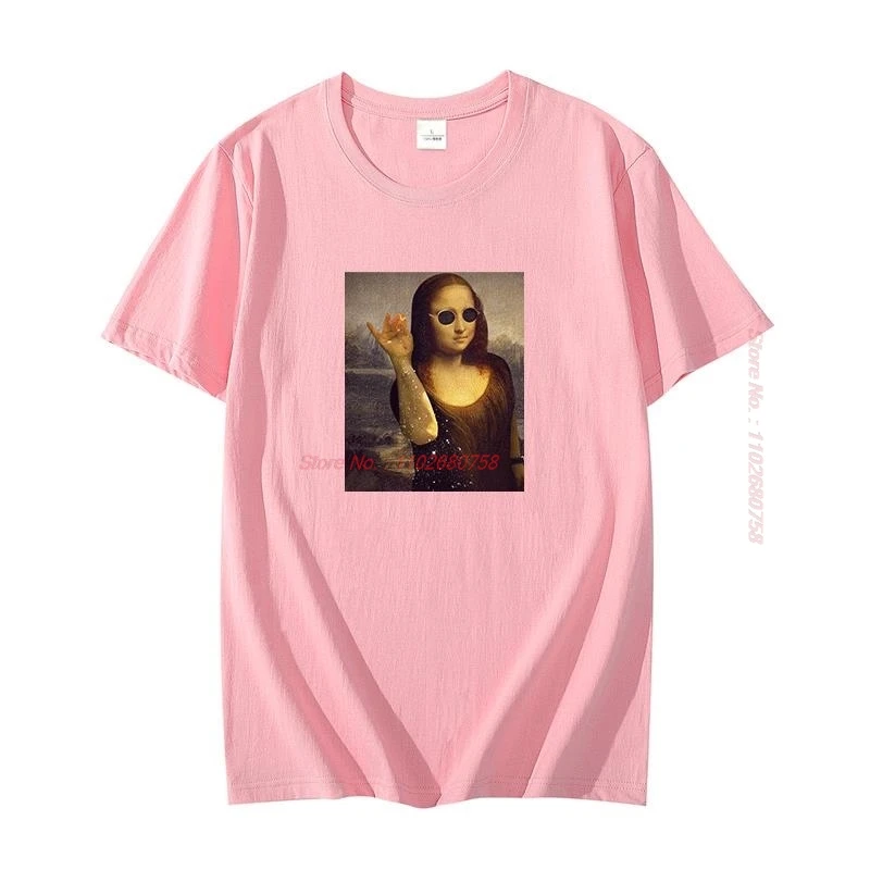 Summer New Shirts And T-Shirts Mona Lisa Funny Graphic T Shirts Oversize Short Sleeve T-Shirt Tees Tops Mens Print T Shirt