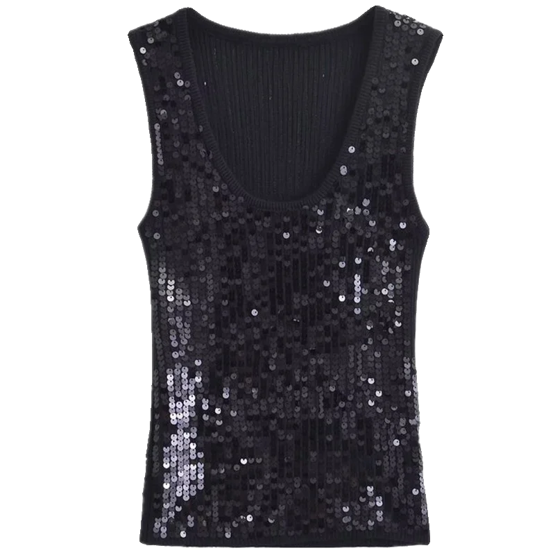 

Summer 2024 Women's Knitted Svel round Ne Beaded Versatile Top ort Length Color Faionable Trendy