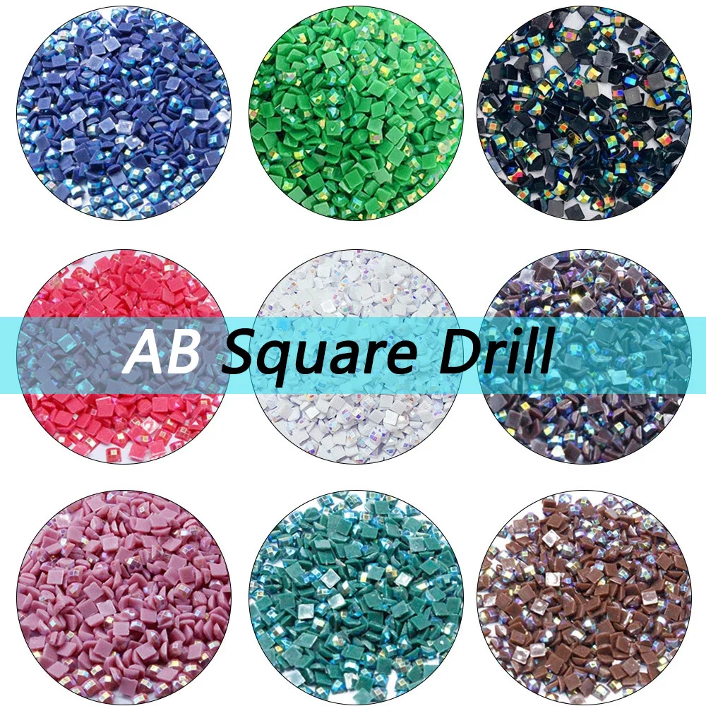 HUACAN AB Square Drill Embroidery Color Rhinestone Diamond Painting Sale Mosaic Stones Resin Electroplating Gift Making