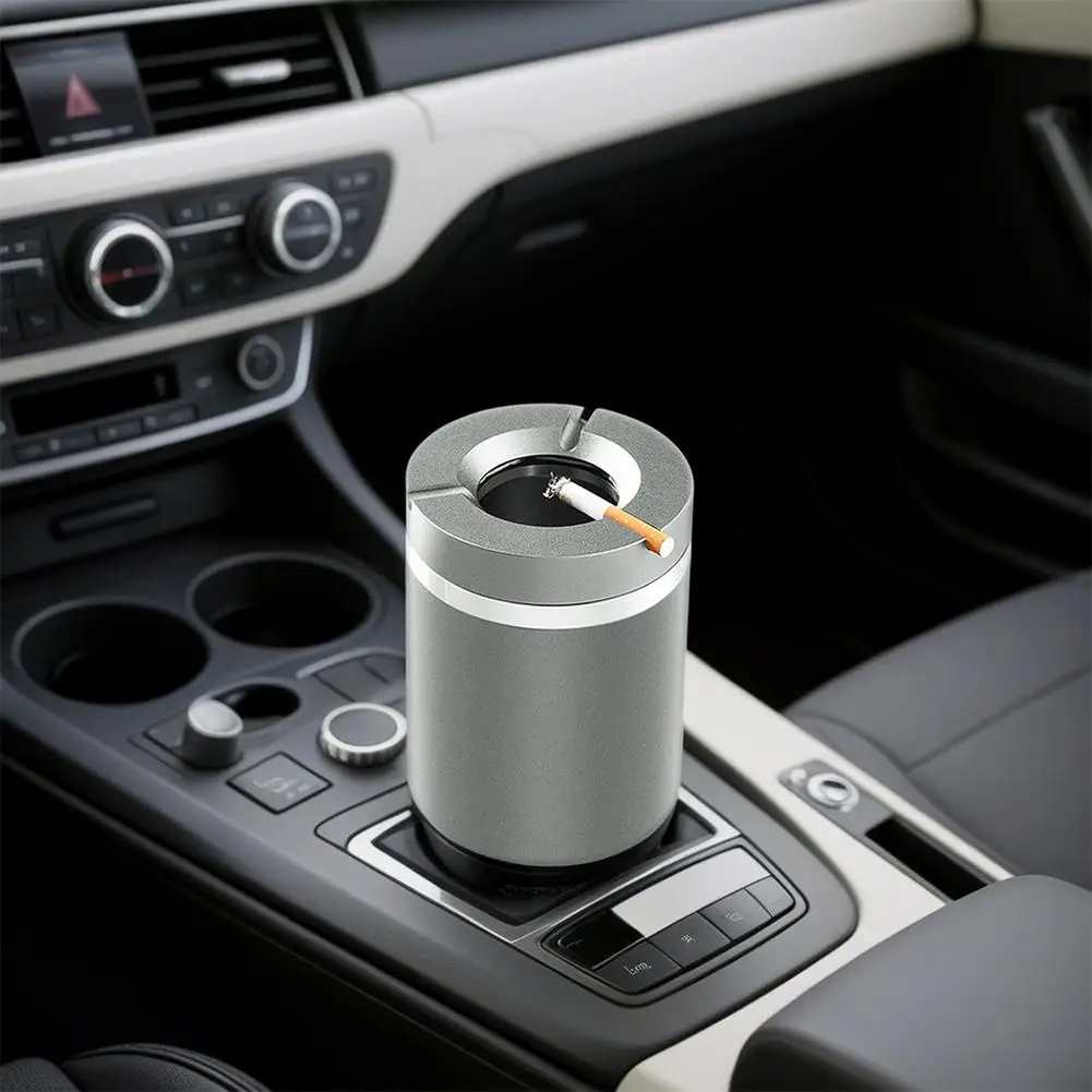 360° Stainless Steel Twist-Lock Ashtray, Windproof Odor-Proof & With Cigarette Holder for Car & Home, Smokeless Cigar Ashtr T1Z8