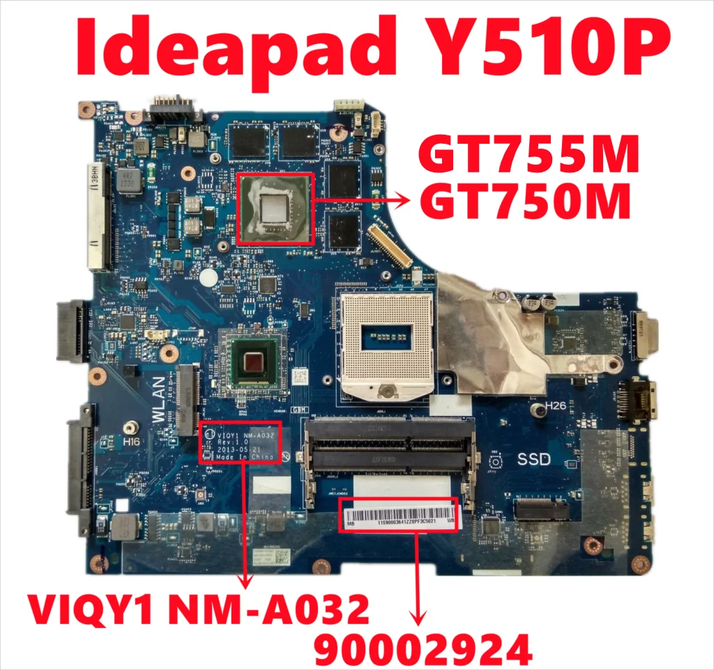 90002924 Mainboard Dành Cho Laptop Lenovo Ideapad Y510P Laptop Bo Mạch Chủ VIQY1 NM-A032 Với GT750M GT755M DDR3 HM86 (HR) thử Nghiệm Năm 100% Làm Việc