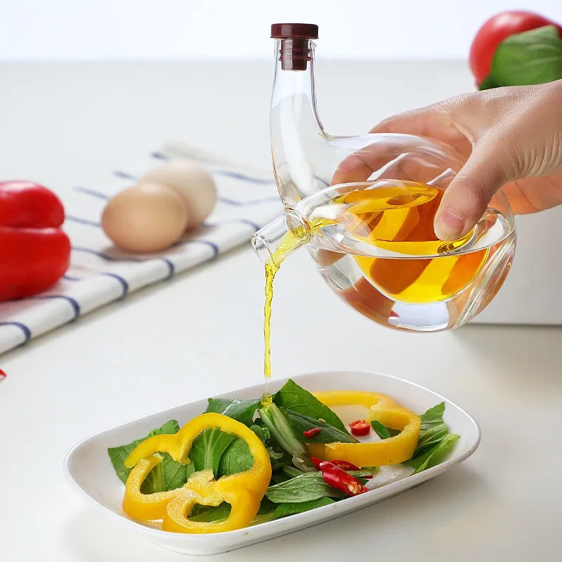Creative Kitchen Leak Proof Oil Pot Double-layer Glass Soy Sauce Bottle Restaurant Seasoning Bottle Oil Vinegar Bottle 2-in-1