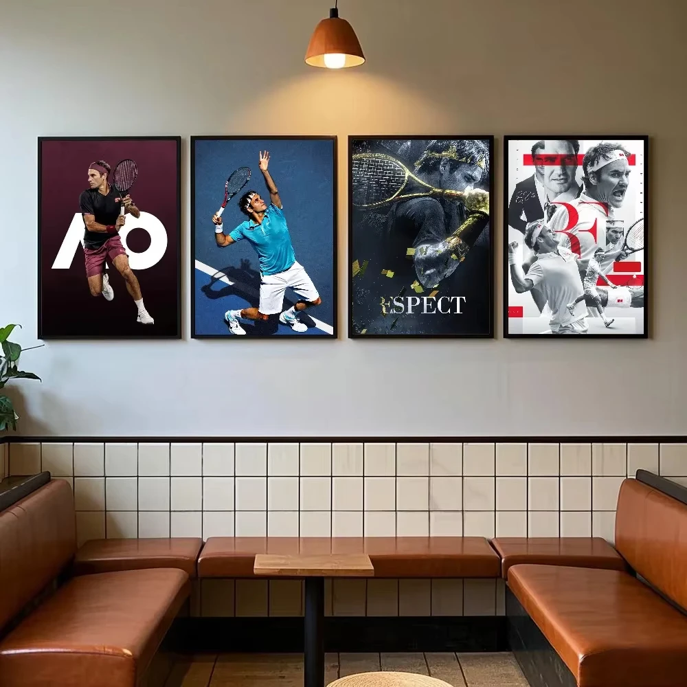 Tennis R-Roger F-Federer Poster HD art canvas painting home living room bedroom bar aesthetic decoration