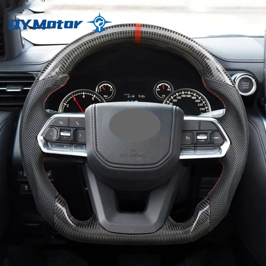 

Real Car Carbon Fiber Steering Wheel Perforated Leather For Toyota Land Cruiser 2021 2022 LC300 GR