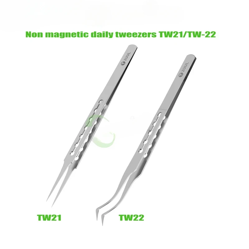 2UUL TW21 TW22 Non Magnetic Tweezers High Precision Straight Curved Tip for Phone Repair Flying Wire Electronic Work