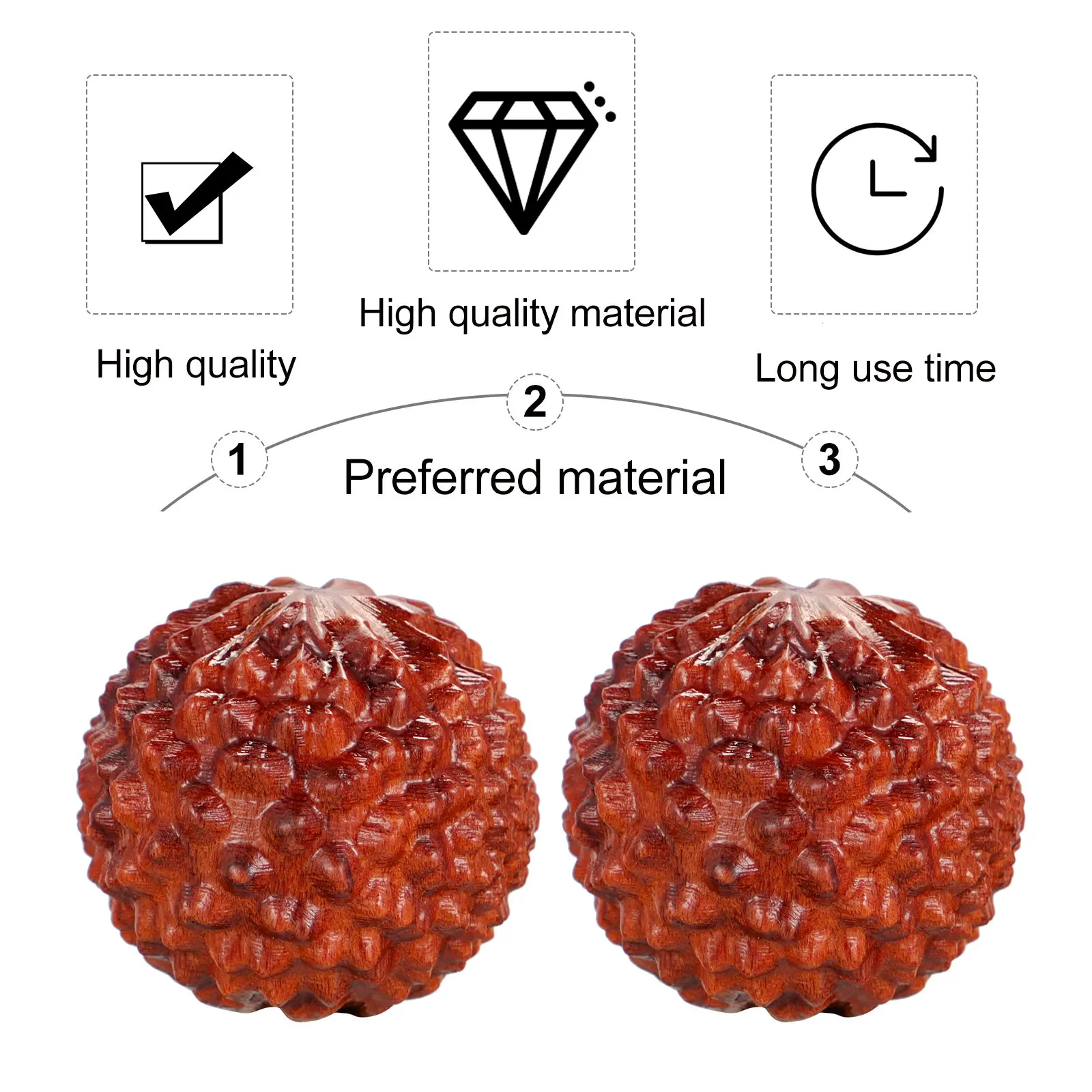 

2pcs Huanghuali Handheld Massage Balls Chinese Wenwan Ornament Stress Relief Decompression Wooden Craft Acupressure Ball Desktop