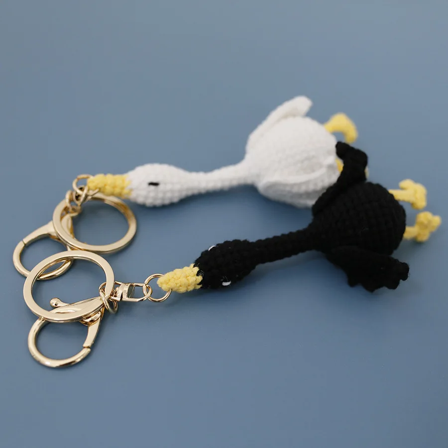 Cute Cartoon Handmade Crochet Swan Doll Knitted Crocet Keychain Cartoon Animals Ornaments Bag Ornaments Finished