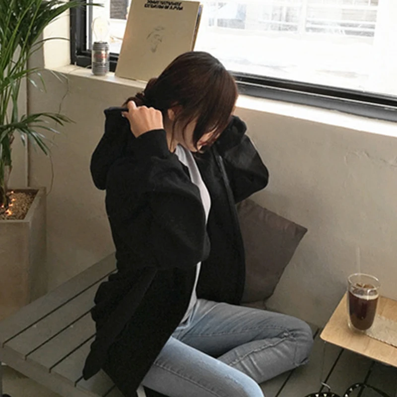 

Утепленная флисовая женская толстовка-кардиган в корейском стиле, свободного кроя, осенне-зимняя новинка, студенческая мода, повседневный комфортный топ