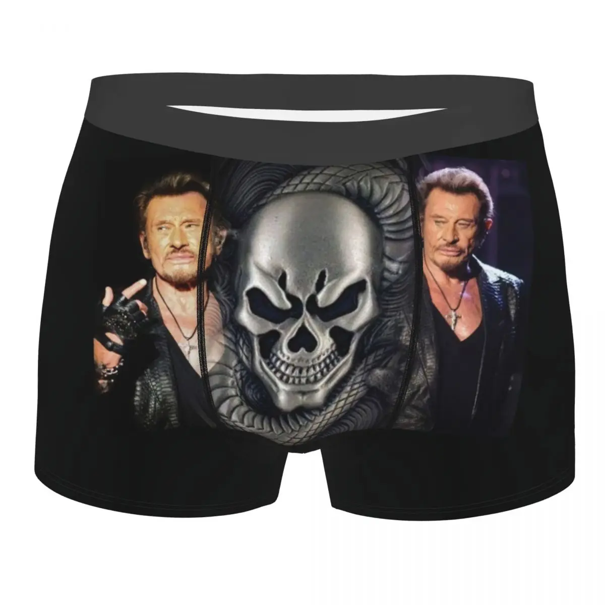 

Новинка на заказ, боксеры Johnny Hallyday с черепом, шорты, трусы, дышащие трусы в стиле хэви-метал, трусы для французской певицы, нижнее белье