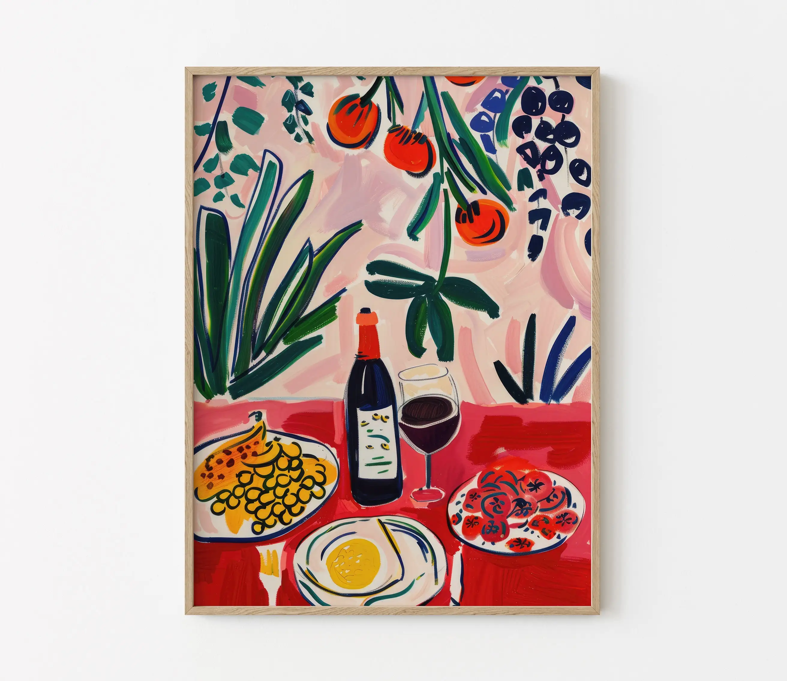 مجردة عشاء الجدول الغذاء البيتزا النبيذ الفاكهة المشارك طباعة صور فنية للجدران قماش اللوحة غرفة المعيشة غرفة نوم ديكور المنزل هدية #2