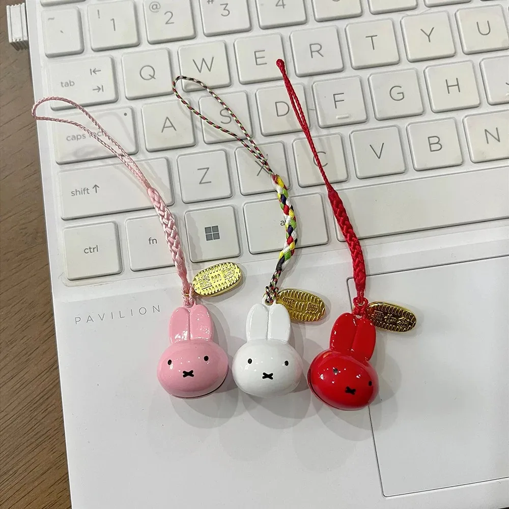 Neuer Kawaii Miffy Kleiner Glockenanhänger Cartoon-Kaninchen Japanischer Stil Geflochtenes Seil Schlüsselanhänger Taschenaccessoire Beste-Freundin-Geschenk Festival-Geschenk – Detail 11