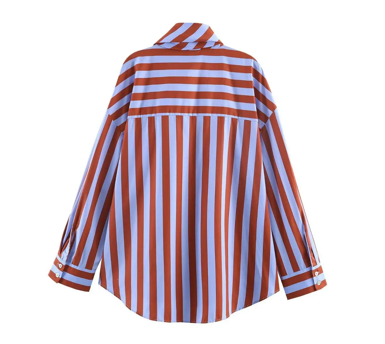 Spring Summer Fashion Purple Brown Vertical Stripes Tie Bow Lapel Collar Long Sleeve Shirt Women Loose Asymmetry Blouses Tops