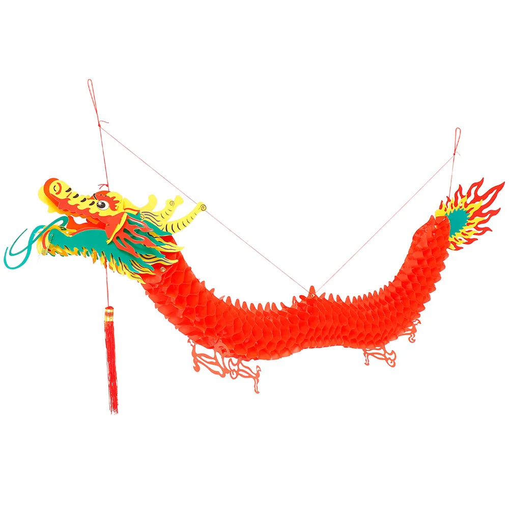 

1pc Chinese Dragon Hanging Decor Spring Festival Pendant Red 3D Paper Ornament For Door Wall Window Indoor Outdoor Home Festive