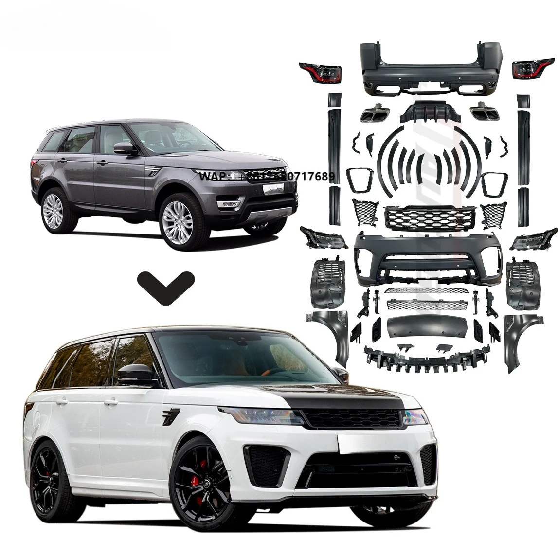 Auto Facelift Refit Body Kit for  Range Rover Sport 2014-2017 Upgrade to Racing 2020 SVR Style Bumper Accessory