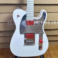 Custom TL John 5 Signature Ghost Electric Guitar White H-H Pickups Red Knob free shipping