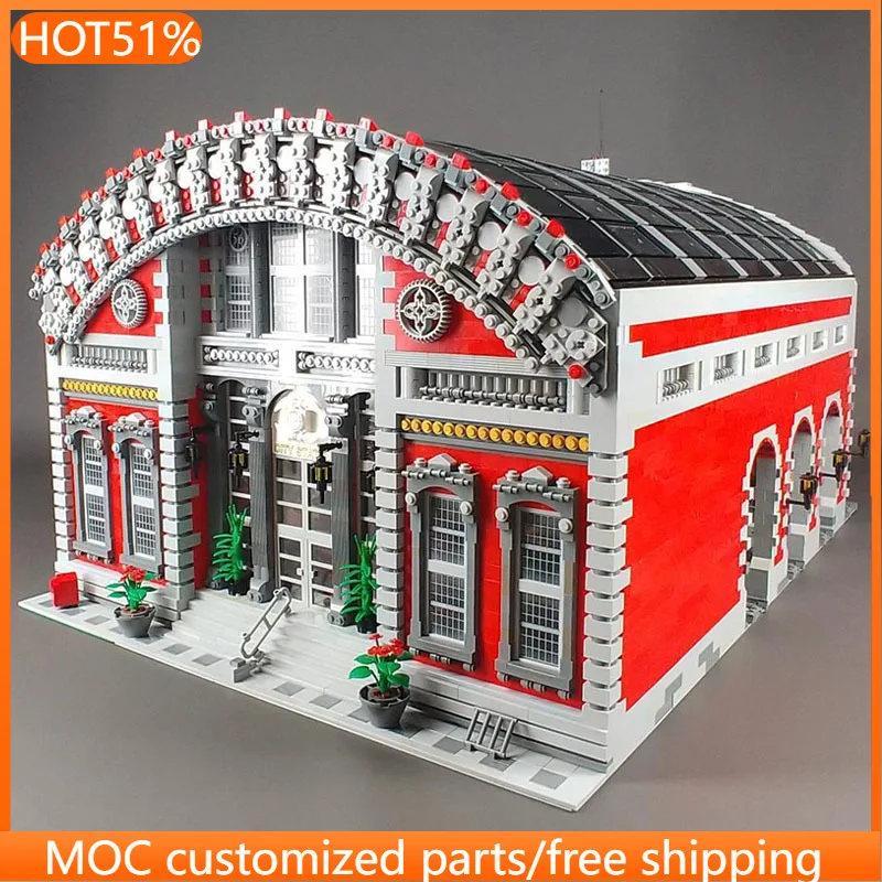 

7432 PCS Modular Building Massive Train Station MOC Customize Modular Building Block Creative Design DIY Boys Holiday Toy Gifts
