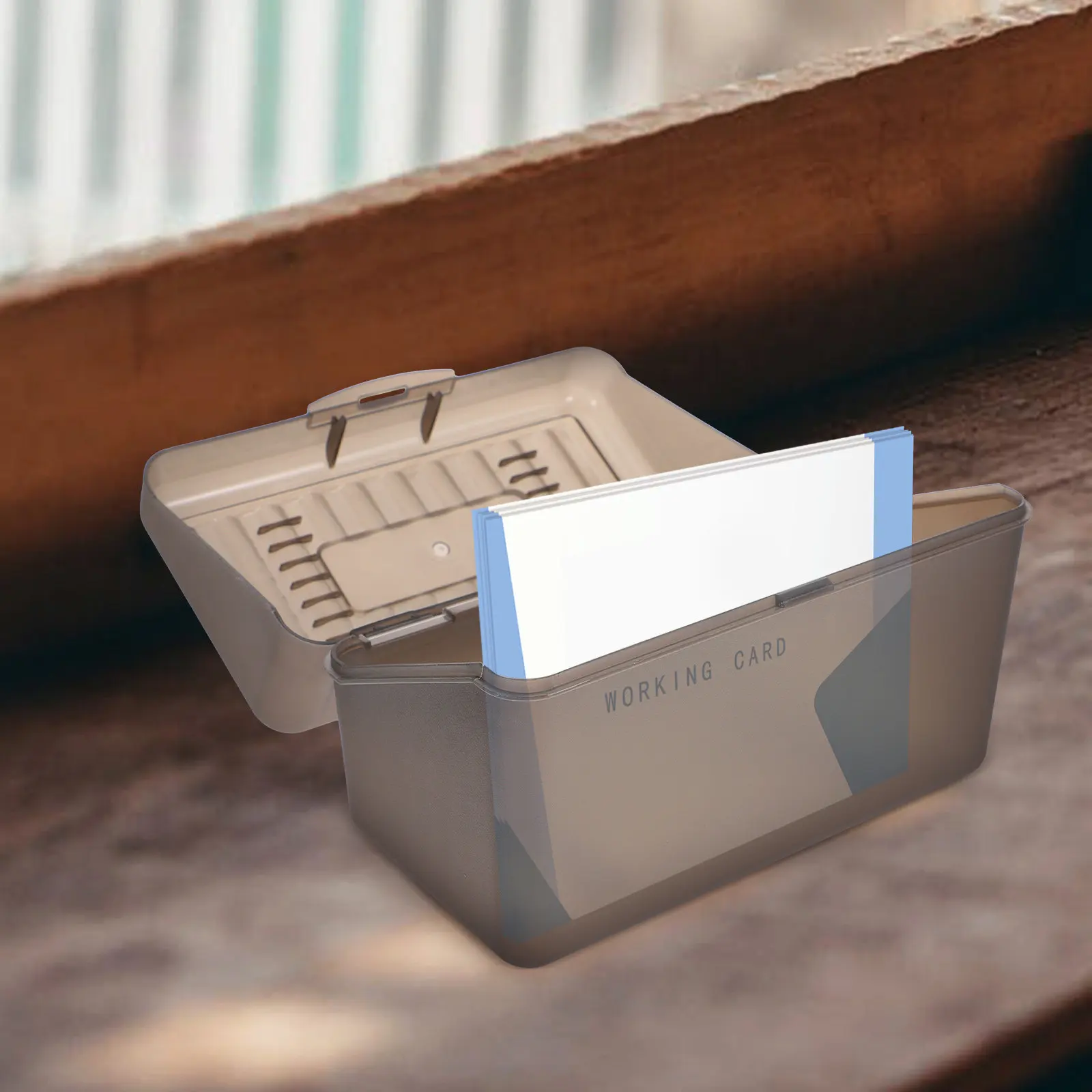Business Card Box for Office Desk Thickened Non Slip Base Cards Holder Plastic Card Display Stand Cards Organizer Business Use